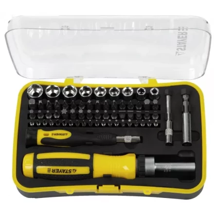 Набор STAYER &quot;MASTER&quot;: Отвертка реверсивная с эргономичной ручкой, с насадками, в пластмассовом боксе, 65 предметов 25310-H65 купить в Урае
