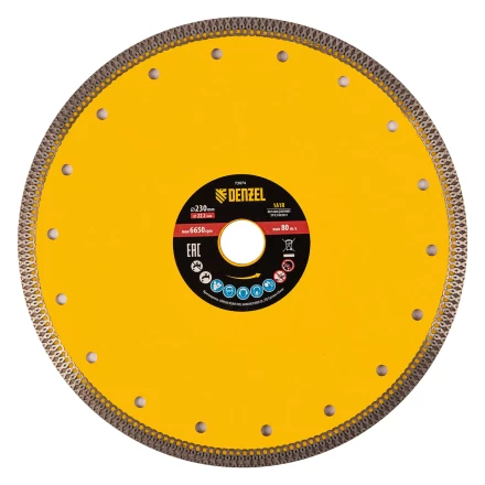Диск алмазный отрезной 230 х 22,2мм, сплошной, супертонкий, горячий пресс, сухой/мокрый рез// Denzel 73074 купить в Урае