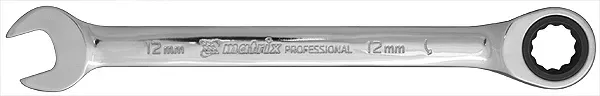 Ключ комбинированный трещоточный 19мм CrV зеркальный хром MATRIX PROFESSIONAL 14812 купить в Урае