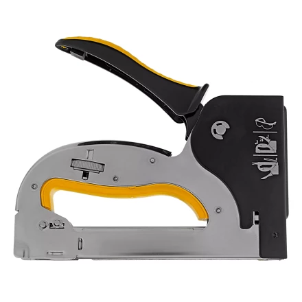 Степлер металл. Denzel 40223, скобы в комплекте, плавная регулировка удара, 2К рукоятка, тип 53, 4-14 мм купить в Урае