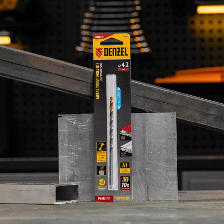 Сверло спиральное по металлу 4,2 х 119 мм, Р6М5, Golden Tip, удлиненное Denzel 718251 купить в Урае