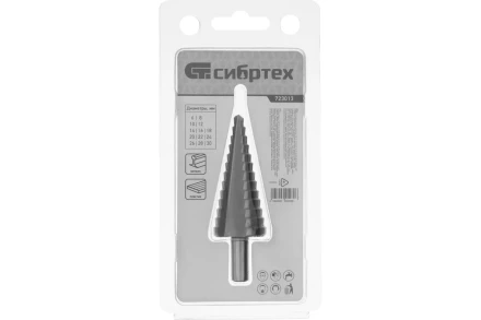 Сверло ступенчатое по металлу Сибртех 723013, 6-8-10-12-14-16-18-20-22-24-26-28-30мм купить в Урае