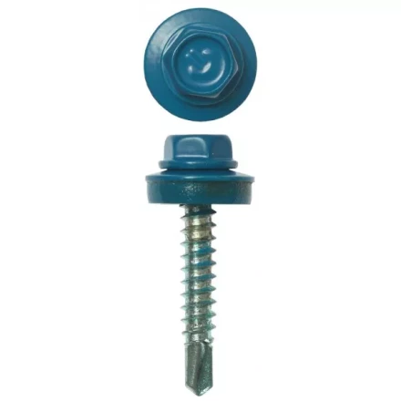 Саморезы ЗУБР окраш., RAL 5009 небесно-голуб., для крепл. кров. матер. к дерев. обреш., 4.8х29мм, 2500шт 4-300310-48-029-5009 купить в Урае