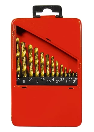Набор нитридтитановых сверл по металлу 1,5-6,5мм через 0,5мм+3,2мм 4,8мм НSS 13 шт MATRIX 72386 купить в Урае