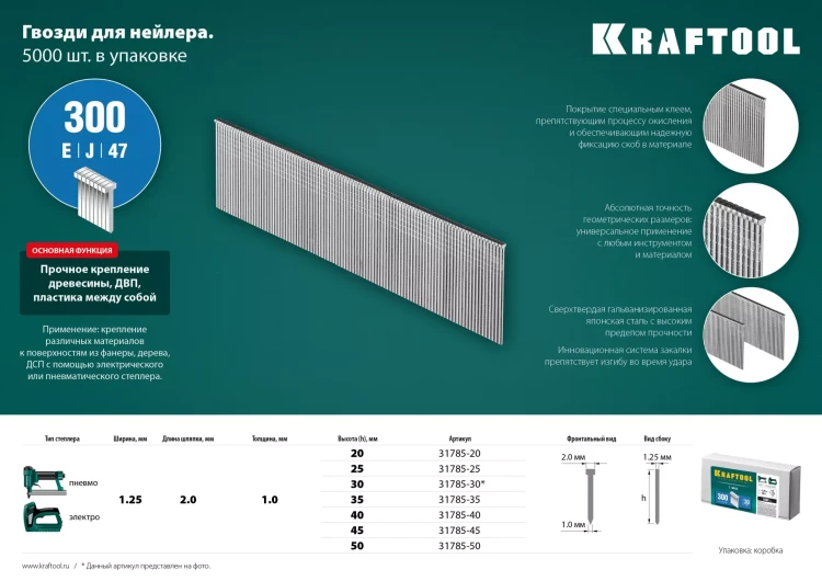 Гвозди тип 18GA (47 / 300 / F) 5000 шт 31785-25 купить в Урае