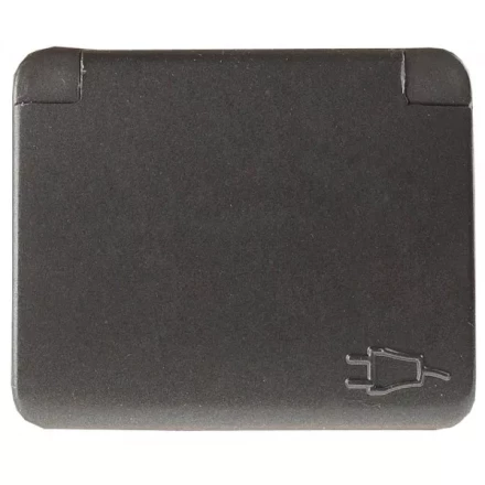 Розетка СВЕТОЗАР &quot;ГАММА&quot; с заземлением, одинарная с крышкой, без вставки и рамки, цвет темно-серый металлик, 16А/~250В SV-54110-DM купить в Урае