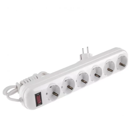 Удлинитель бытовой с заземлением и выключателем 3 м 6 розеток 10 A серия УХз10 Denzel 95981 купить в Урае