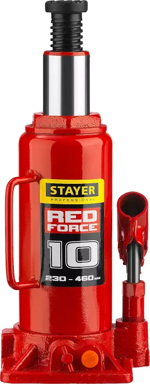 Домкрат гидравлический бутылочный "RED FORCE", 10т, 230-460 мм, STAYER 43160-10 43160-10_z01 купить в Урае