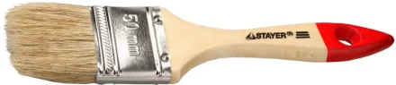 Кисть плоская STAYER &quot;UNIVERSAL-STANDARD&quot;, светлая натуральная щетина, деревянная ручка, 50мм 0101-050 купить в Урае