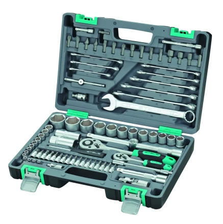 Набор инструментов 1/2 и 1/4  CrV, пластиковый кейс  82 предмета STELS 14105 купить в Урае