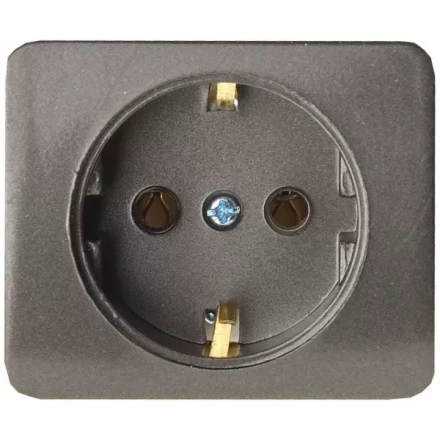 Розетка СВЕТОЗАР &quot;ГАММА&quot; с заземлением, одинарная, без вставки и рамки, цвет темно-серый металлик, 16А/~250В SV-54105-DM купить в Урае