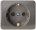 Розетка СВЕТОЗАР &quot;ГАММА&quot; с заземлением, одинарная, без вставки и рамки, цвет темно-серый металлик, 16А/~250В SV-54105-DM купить в Урае