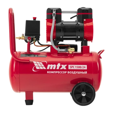 Компрессор безмасляный малошумный SPC 1500/24, 1500 Вт, ресивер 24 л, 260 л/мин// MTX 58139 купить в Урае