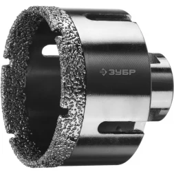 Алмазная коронка ЗУБР "ПРОФЕССИОНАЛ" универсальная для УШМ, сухое сверление, алмазы на вакуумной пайке,  посадка М14, d=68мм 29865-68