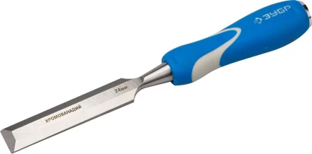 Стамеска ЗУБР &quot;ЭКСПЕРТ&quot; с ударопрочной двухкомпонетной ручкой и стальным затыльником для ударных работ, 24мм 18097-24 купить в Урае