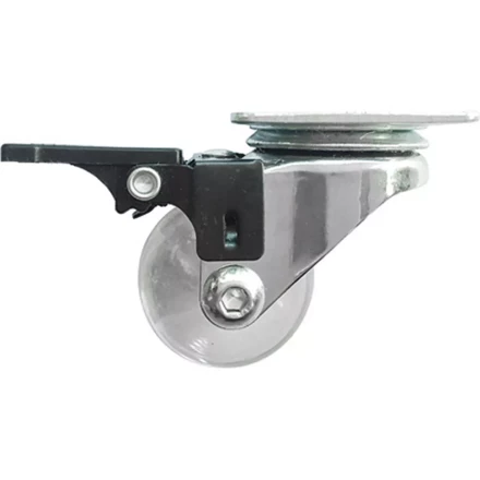 Колесо ПУ прозрачное поворотное с тормозом d-35 мм, крепление платформенное Сибртех 68736 купить в Урае