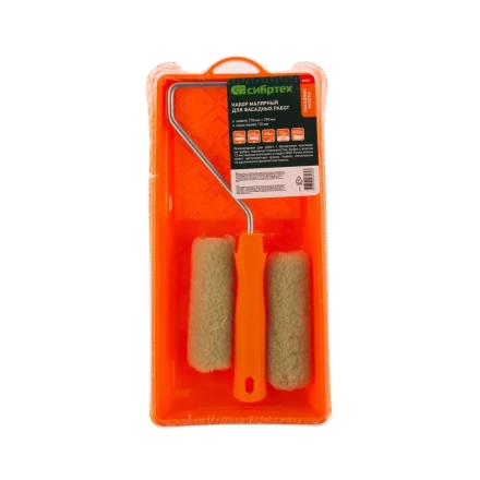 Малярный набор для фасадных работ: кювета 150 мм х 290 мм и мини-валик 110 мм Сибртех 80457 купить в Урае