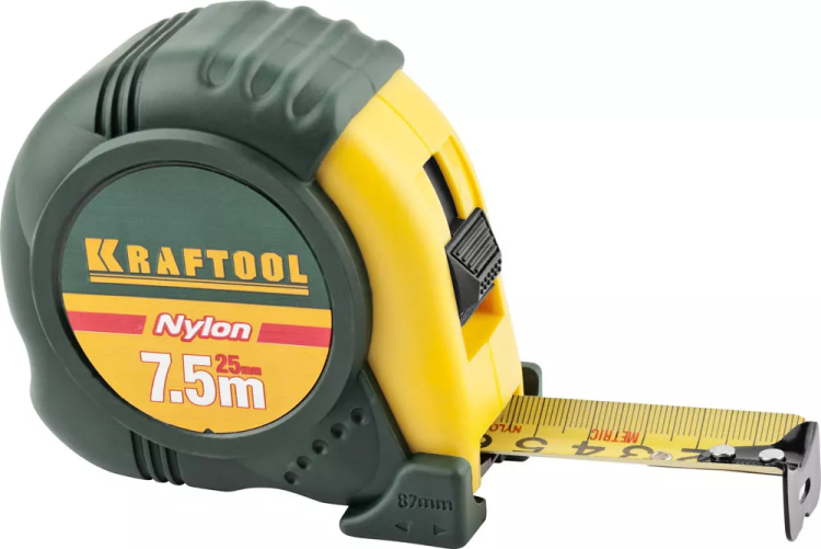 Рулетка KRAFTOOL "EXPERT" с нейлоновым покрытием, обрезин корпус, 7,5/25мм 34122-08_z01 купить в Урае