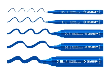 ЗУБР МП-300К синий, 2-5 мм, клиновидный перманентный маркер (06323-7) купить в Урае