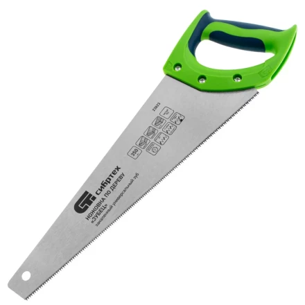 Ножовка по дереву &quot;Зубец&quot;, 350 мм, 11 TPI, зуб 2D, калёный зуб, 2-х компонентная рукоятка Сибртех 23823 купить в Урае