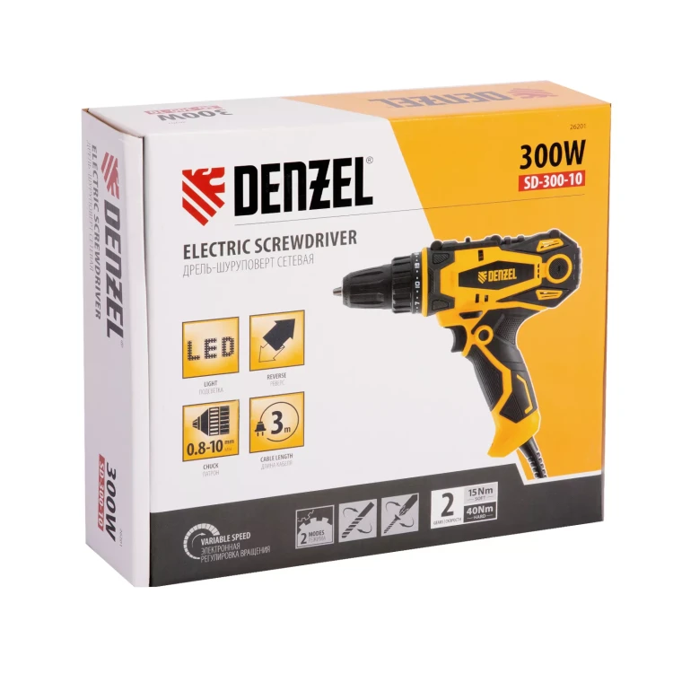 Дрель-шуруповерт сетевая SD-300-10// Denzel 26201 купить в Урае