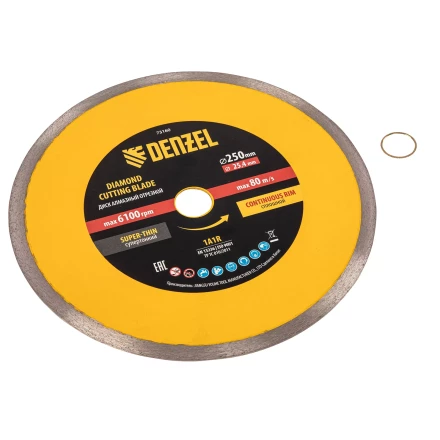 Диск алмазный сплошной, супертонкий, 250 х 25,4 мм, горячее прессование, мокрое резание// Denzel 73160 купить в Урае