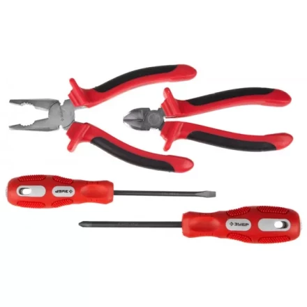 Набор инструментов ЗУБР &quot;МАСТЕР&quot;, плоскогубцы, бокорезы, 2 отвертки 22025-H4 купить в Урае