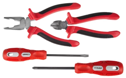 Набор инструментов ЗУБР &quot;МАСТЕР&quot;, плоскогубцы, бокорезы, 2 отвертки 22025-H4 купить в Урае
