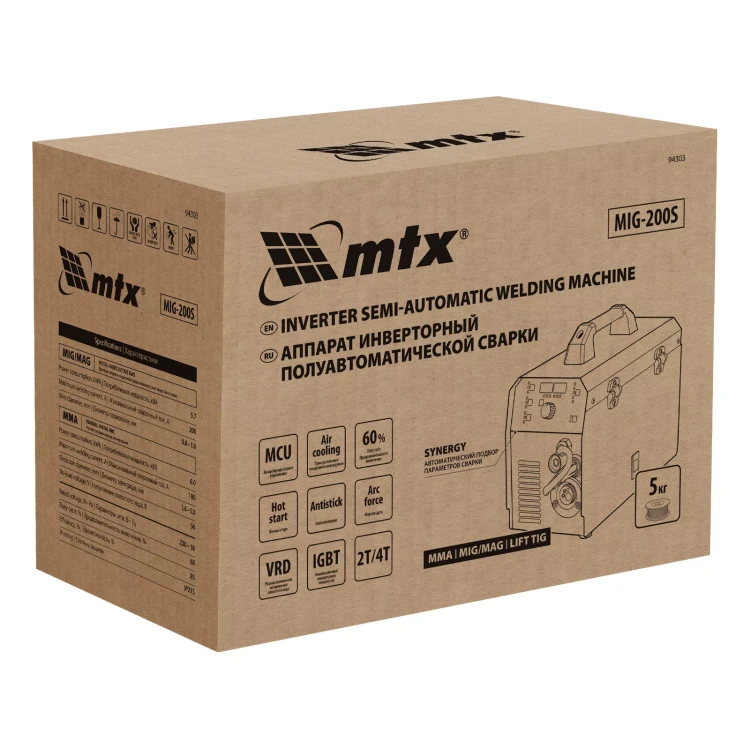 Аппарат инвертор. полуавтомат. cварки MTX MIG-200S, 200A, ПВ 60%, катушка 5 кг купить в Урае