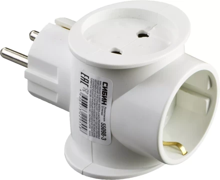 Разветвитель СИБИН электрический с заземлением, 3 гнезда, 16А/220В 55098-3 купить в Урае