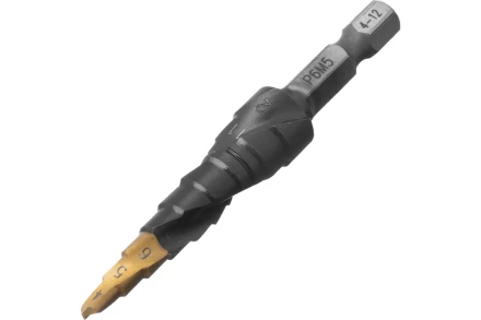 Сверло ступенчатое Denzel 723602, 4-5-6-7-8-9-10-11-12 мм, Р6М5, 6-гр. хвостовик купить в Урае