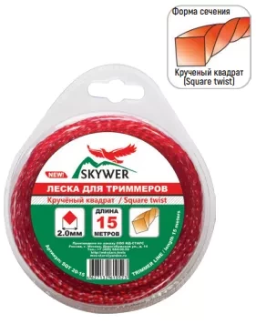 Леска для триммера SQUARE TWIST (квадрат крученый) 3,3ММХ15М купить в Урае