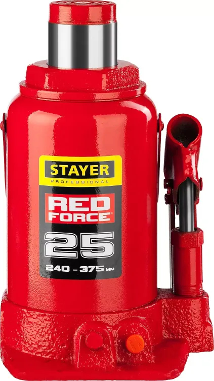 Домкрат гидравлический бутылочный "RED FORCE", 25т, 240-375 мм, STAYER 43160-25 43160-25_z01 купить в Урае