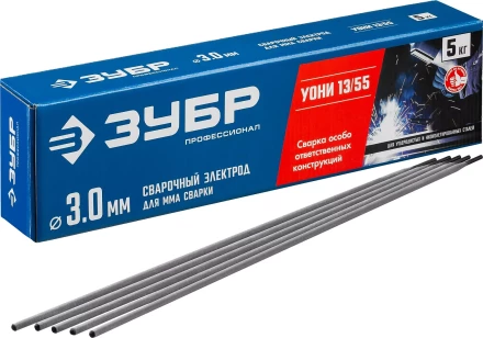 ЗУБР Д 3.0 х 350 мм, 5 кг в коробке, УОНИ 13/55 с основным покрытием, электрод сварочный, Профессионал (40025-3.0) купить в Урае