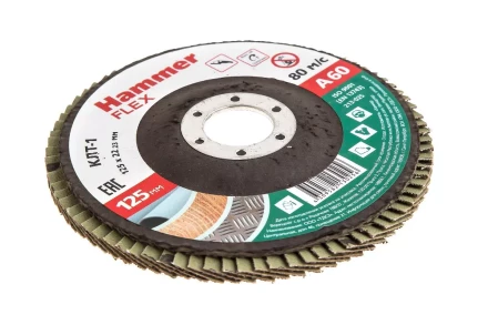 Круг Лепестковый Торцевой (КЛТ) HAMMER КЛТ 1 Ф125х22 Р60 213-025 купить в Урае