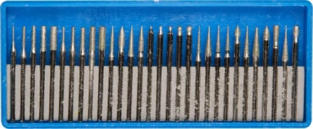 Набор ЗУБР: Мини-насадки с алмазным напылением в пластиковом боксе, P=180, хвостовик d=3мм, 30 предметов 33383-H30 купить в Урае