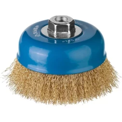 ЗУБР "ПРОФЕССИОНАЛ". Щетка чашечная для УШМ, витая латунированная стальная проволока 0,3мм, 125ммхМ14 3526-125_z02