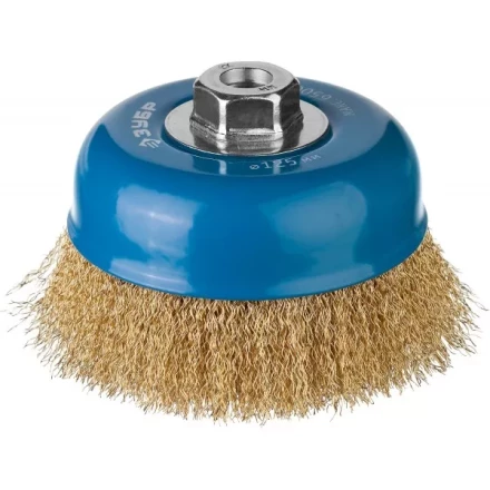 ЗУБР &quot;ПРОФЕССИОНАЛ&quot;. Щетка чашечная для УШМ, витая латунированная стальная проволока 0,3мм, 125ммхМ14 3526-125_z02 купить в Урае