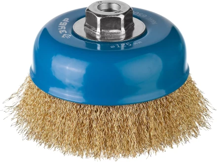 ЗУБР &quot;ПРОФЕССИОНАЛ&quot;. Щетка чашечная для УШМ, витая латунированная стальная проволока 0,3мм, 125ммхМ14 3526-125_z02 купить в Урае