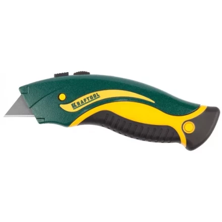 Нож &quot;WERK&quot; металлический, KRAFTOOL 09241, с запасными выдвижным трапец лезвиями, 5шт, усил корпус, быстрая замена лезвия, тип &quot;А24&quot;,19мм 09241_z01 купить в Урае