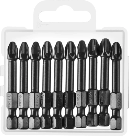 ЗУБР PH3, 10 шт, 50 мм, ударные биты, Профессионал (26021-3-50-S10) купить в Урае