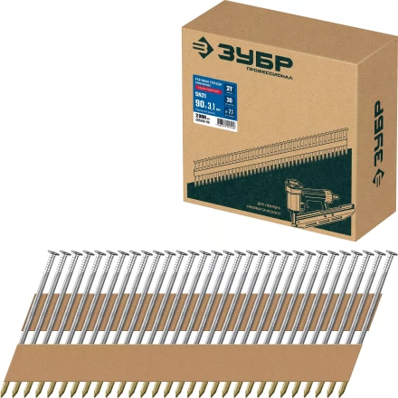 ЗУБР SN21 90 х 3.1 мм, реечные гвозди рифленые оцинкованные, 2010 шт(305396-90) купить в Урае