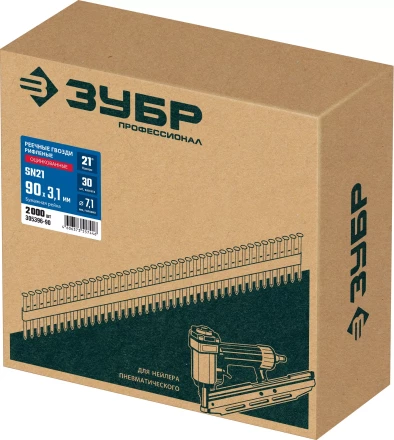 ЗУБР SN21 90 х 3.1 мм, реечные гвозди рифленые оцинкованные, 2010 шт(305396-90) купить в Урае