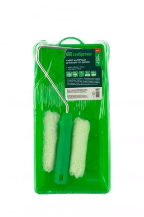 Малярный набор для работ по дереву: кювета 150 мм х 290 мм и мини-валик 110 мм Сибртех 80454 купить в Урае