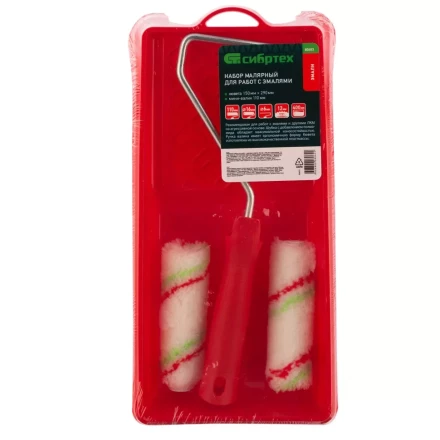 Малярный набор для работ с эмалями: кювета 150 мм х 290 мм и мини-валик 110 мм Сибртех 80453 купить в Урае