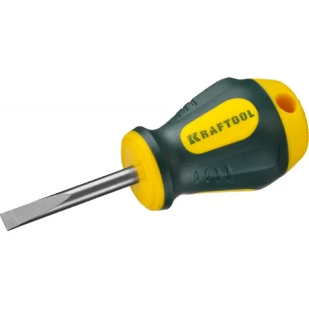Отвертка KRAFTOOL, Cr-Mo-V сталь, двухкомпонентная противоскользящая рукоятка, SL, 5,5x38мм 250071-5.5-038 купить в Урае