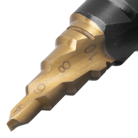 Сверло ступенчатое Denzel 723603 4-6-8-10-12-14-16-18-20 мм, Р6М5, 6-гр. хвостовик купить в Урае