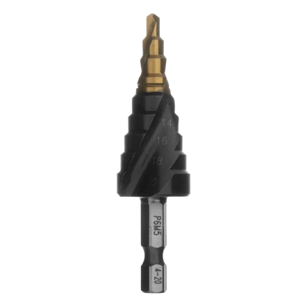 Сверло ступенчатое Denzel 723603 4-6-8-10-12-14-16-18-20 мм, Р6М5, 6-гр. хвостовик купить в Урае