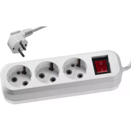 Удлинитель СИБИН электрический, ПВС сечение 0,75кв мм, 3 гнезда, макс мощн 2200Вт, 3м, заземление, выключатель 55036-3 купить в Урае