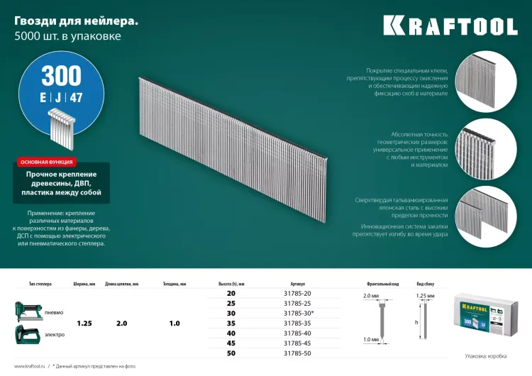 Гвозди тип 18GA (47 / 300 / F) 5000 шт 31785-45 купить в Урае